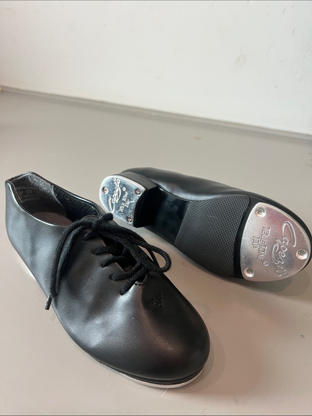 Capezio kids 12W Black Lace-Up Tap Shoes